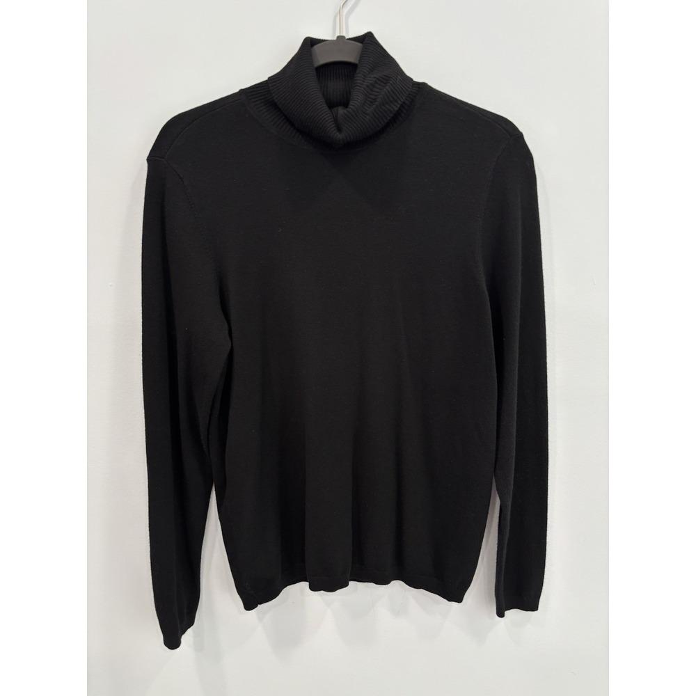 Chicos Black Turtleneck Top Small Long Sleeve Stretch Basic Layering Tee